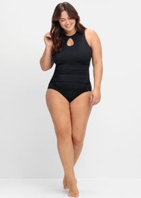 sheego Gro&szlig;e Gr&ouml;&szlig;en Badeanzug mit Cut-out, schwarz, Gr&ouml;&szlig;e 58C - Damen