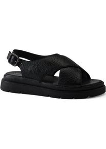 LANDS' END Sandalen mit gekreuzten Riemen f&uuml;r Damen, Damen, size: regular, Schwarz, Leder, by Lands' End