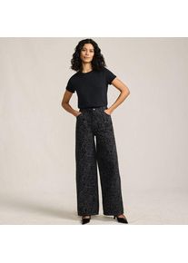 LANDS' END Gemusterte Jeans mit weitem Bein High Waist, Damen, size: regular, Schwarz, by Lands' End