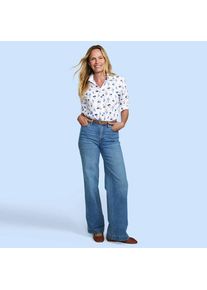 LANDS' END Recover Jeans High Waist mit weitem Bein in Petite-Gr&ouml;&szlig;e, Damen, size: petite, Blau, by Lands' End