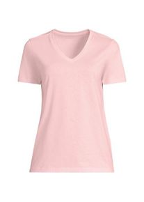 LANDS' END Supima Kurzarm-Shirt mit V-Ausschnitt f&uuml;r Damen, Damen, size: regular, Pink, Baumwolle, by Lands' End