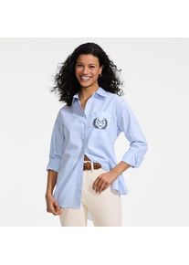 LANDS' END Lange weite B&uuml;gelfrei-Bluse f&uuml;r Damen, Damen, size: regular, Blau, Baumwolle, by Lands' End