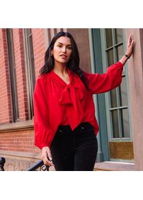 LANDS' END Schluppenbluse f&uuml;r Damen, Damen, size: regular, Rot, Polyester/Viskose, by Lands' End