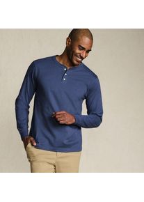 LANDS' END Super-T Langarm-Henleyshirt f&uuml;r Herren, Classic Fit, Herren, size: regular, Blau, Baumwolle, by Lands' End