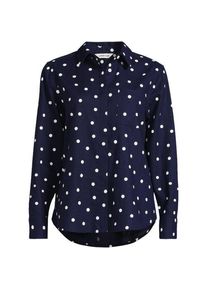 LANDS' END Bedruckte Soft Ease Hemdbluse im Leinenmix in Plus-Gr&ouml;&szlig;e, Damen, size: plus, Blau, Baumwolle/Leinen, by Lands' End