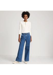 LANDS' END Soft Denim Weite High Waist Bundfalten-Jeans f&uuml;r Damen in Petite-Gr&ouml;&szlig;e, Damen, size: petite, Blau, Baumwolle/Elasthan, by Lands' End