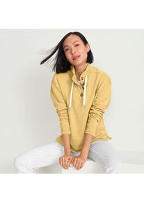 LANDS' END Pullover SERIOUS SWEATS mit Knopfleiste f&uuml;r Damen, Damen, size: regular, Gelb, Baumwoll-Mischung/Polyester-Mischung, by Lands' End