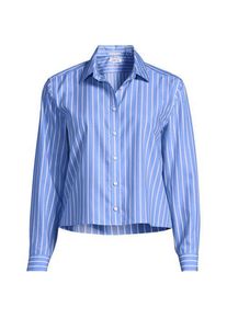 LANDS' END Kurze, b&uuml;gelfreie Hemdbluse f&uuml;r Damen in Petite-Gr&ouml;&szlig;e, Damen, size: petite, Blau, Baumwolle, by Lands' End