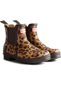 Hunter Original Chelsea Leopard Print Gummistiefel f&uuml;r Damen in Leopardenmuster/Schokoladenbraun