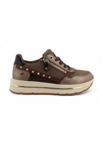 Mustang Damen braune Schn&uuml;rschuhe Plateau-Sneakers &ndash; M0332001