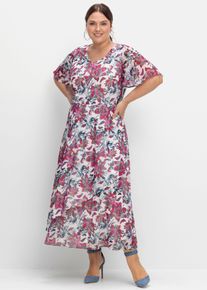 sheego Gro&szlig;e Gr&ouml;&szlig;en Chiffonkleid mit Blumenprint, beere-gemustert, Gr&ouml;&szlig;e 48 - Damen