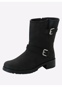 sheego Gro&szlig;e Gr&ouml;&szlig;en Bikerboots mit Schnallenb&auml;ndern, schwarz, Gr&ouml;&szlig;e 44 - Damen