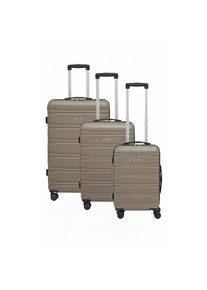 Novel Reisekofferset, Mokka, Metall, Kunststoff, Textil, 3-teilig, Bsci, 360&deg;-Rollensystem, TSA-Schloss, Tragehenkel, verstellbarer Schultergurt, Netzfach, Freizeit, Koffer & Taschen, Kofferset