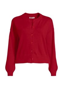 LANDS' END Kurzer Feinstrick-Cardigan aus Baumwolle f&uuml;r Damen, Damen, size: regular, Rot, Baumwolle, by Lands' End