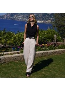 LANDS' END Premium Reinleinen-Barrelhose mit Bundfalten in Petite-Gr&ouml;&szlig;e, Damen, size: petite, Elfenbein, Leinen, by Lands' End