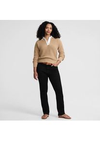 LANDS' END Unifarbene Straight Fit Jeans Mid Waist, Damen, size: regular, Schwarz, Elasthan/Baumwoll-Mischung/Polyester-Mischung, by Lands' End