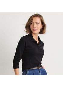 LANDS' END Supima-Poloshirt mit langen &Auml;rmeln f&uuml;r Damen, Damen, size: regular, Schwarz, Baumwolle, by Lands' End