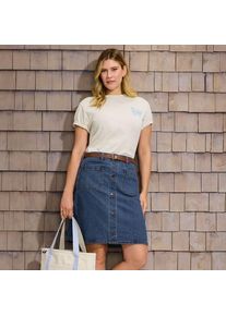 LANDS' END Kurzer Soft Denim Jeansrock mit Kn&ouml;pfen in Petite-Gr&ouml;&szlig;e, Damen, size: petite, Blau, Baumwolle, by Lands' End