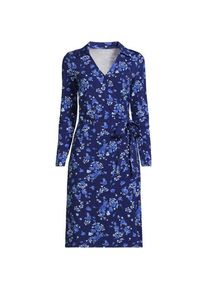 LANDS' END Wickelkleid aus Baumwolle/Modal-Mix f&uuml;r Damen in Petite-Gr&ouml;&szlig;e, Damen, size: petite, Blau, Baumwolle Modal, by Lands' End