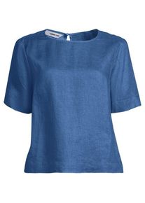 LANDS' END Premium Reinleinen-Schlupfbluse f&uuml;r Damen in Petite-Gr&ouml;&szlig;e, Damen, size: petite, Blau, by Lands' End