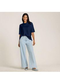 LANDS' END Gemusterte Jeans mit weitem Bein High Waist, Damen, size: regular, Blau, by Lands' End