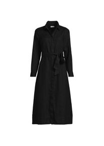 LANDS' END Premium Reinleinen-Midikleid f&uuml;r Damen in Petite-Gr&ouml;&szlig;e, Damen, size: petite, Schwarz, by Lands' End