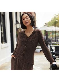 LANDS' END Crinkle-Cardigan f&uuml;r Damen, Damen, size: regular, Braun, Polyester/Viskose/Polyester-Mischung, by Lands' End