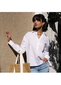 LANDS' END Premium Reinleinen-Schlupfbluse in Petite-Gr&ouml;&szlig;e, Damen, size: petite, Wei&szlig;, Leinen, by Lands' End