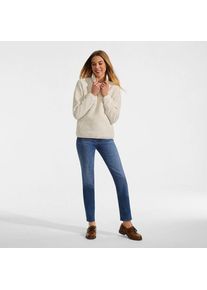 LANDS' END Teddy-Pullover mit Druckknopf-Leiste f&uuml;r Damen, Damen, size: regular, Elfenbein, by Lands' End
