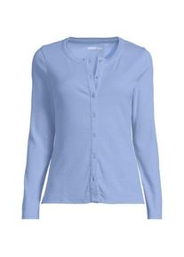 LANDS' END Rippshirt mit durchgehender Knopfreihe f&uuml;r Damen, Damen, size: regular, Blau, Elasthan/Baumwoll-Mischung, by Lands' End