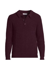 LANDS' END Chenille-Pullover mit Polokragen f&uuml;r Herren, Herren, size: regular, Rot, Wolle/Polyester/Nylon, by Lands' End