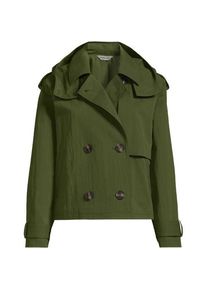 LANDS' END Kurzer Trenchcoat mit Kapuze f&uuml;r Damen in Petite-Gr&ouml;&szlig;e, Damen, size: petite, Gr&uuml;n, by Lands' End