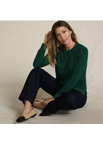 LANDS' END Merino-Pullover mit Lurex-Ausschnitt f&uuml;r Damen, Damen, size: regular, Gr&uuml;n, Wolle, by Lands' End
