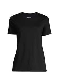 LANDS' END Supima Kurzarm-Shirt mit rundem Ausschnitt f&uuml;r Damen, Damen, size: regular, Schwarz, Baumwolle, by Lands' End