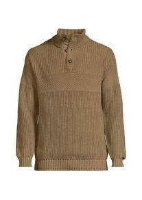 LANDS' END Strukturierter Troyer-Pullover Drifter f&uuml;r Herren, Herren, size: regular, Braun, Baumwolle, by Lands' End