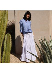 LANDS' END Maxi-Stufenrock aus Musselin f&uuml;r Damen, Damen, size: regular, Wei&szlig;, Baumwolle, by Lands' End