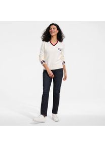 LANDS' END All-Day CoolMax Straight Fit Jeans Mid Waist, Damen, size: regular, Blau, by Lands' End