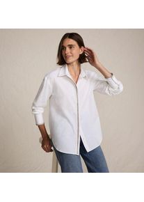 LANDS' END Baumwollbluse mit verzierter Knopfleiste f&uuml;r Damen, Damen, size: regular, Blau, Baumwolle, by Lands' End