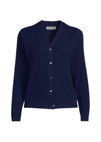 LANDS' END Rippstrick-Cardigan mit Seide, Damen, size: regular, Blau, Baumwolle/Seide/Nylon, by Lands' End