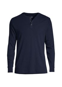 LANDS' END Henley-Schlafshirt f&uuml;r Herren, Herren, size: regular, Blau, Baumwolle, by Lands' End
