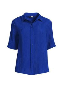 LANDS' END Kurz&auml;rmeliges Crinkle-Hemd f&uuml;r Damen, Damen, size: regular, Blau, Nylon/Viskose, by Lands' End