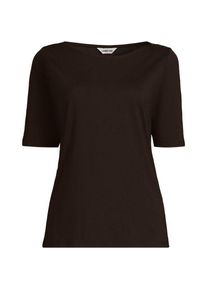 LANDS' END Supima&reg; T-Shirt mit U-Boot-Ausschnitt und gekn&ouml;pfter Schulter in Plus-Gr&ouml;&szlig;e f&uuml;r Damen, Damen, size: plus, Lila, Baumwolle, by Lands' End