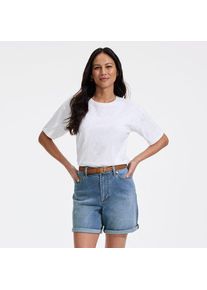 LANDS' END Soft Denim Mid Waist Jeansshorts 18 cm, Damen, size: regular, Blau, Baumwoll-Mischung, by Lands' End