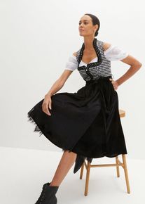 bonprix Dirndl mit Samtrock (2-tlg.Set), schwarz, Gr.44, Hochwertiges Dirndl mit vielen Details und Rei&szlig;verschluss vorne, aus Satin