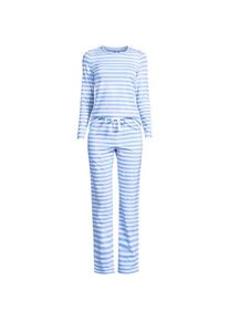 LANDS' END Gemustertes Pyjama-Set aus Baumwoll-Jersey f&uuml;r Damen in Plus-Gr&ouml;&szlig;e, Damen, size: plus, Blau, Elasthan/Baumwoll-Mischung, by Lands' End