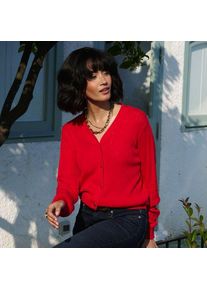 LANDS' END Rippstrick-Cardigan mit Seide in Petite-Gr&ouml;&szlig;e, Damen, size: petite, Rot, Baumwolle/Seide/Nylon, by Lands' End