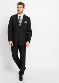 bonprix Anzug mit Weste Krawatte und Einstecktuch (5tlg. Set), schwarz, Gr.64, Formeller 5-tlg. Anzug mit edlem Plastron