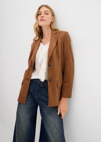 bonprix Blazer in Velourslederimitat, braun, Gr.36, Blazer aus softem Lederimitat