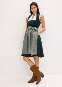 bonprix Dirndl mit Samt-Mieder und Satin-Sch&uuml;rze (2-tlg.Set), gr&uuml;n, Gr.40, traditionelles Dirndl mit hochwertigen Samtmieder und changierender Sch&uuml;rze. Der Rock ist mit einem angenehmen Baumwollfutter ausgestattet., aus Samt