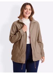 sheego Gro&szlig;e Gr&ouml;&szlig;en Fleecejacke Kordeldurchzug am Saum, stein, Gr&ouml;&szlig;e 24 - Damen
